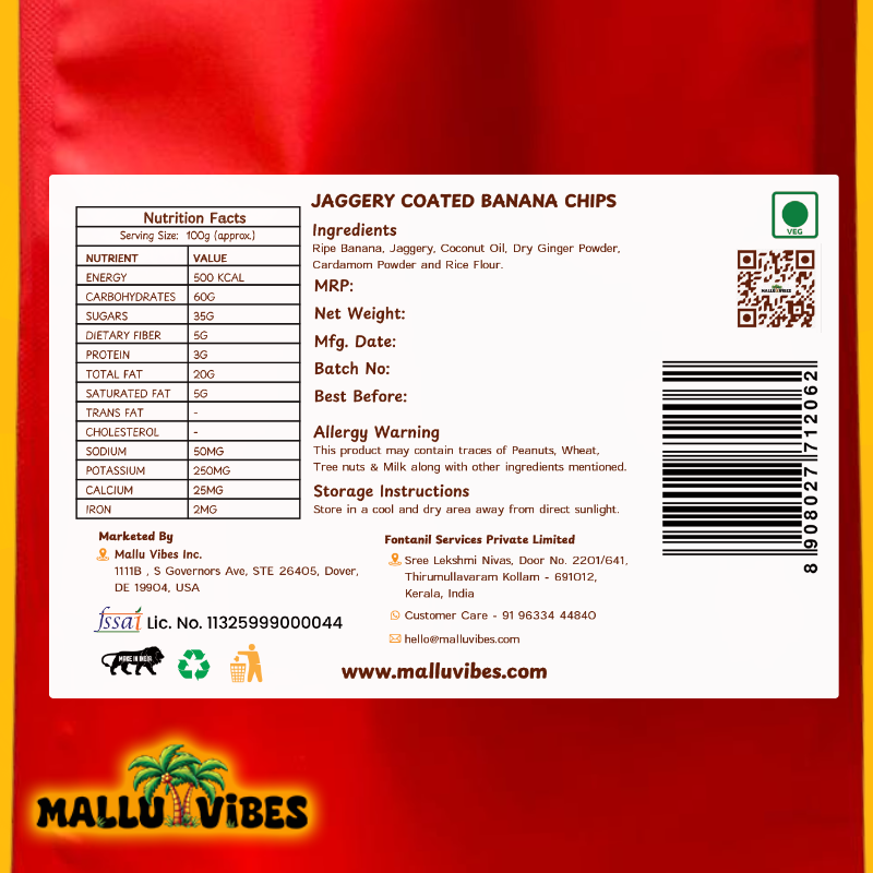 Mallu Vibes Jaggery Coated Banana Chips Mallu Vibes