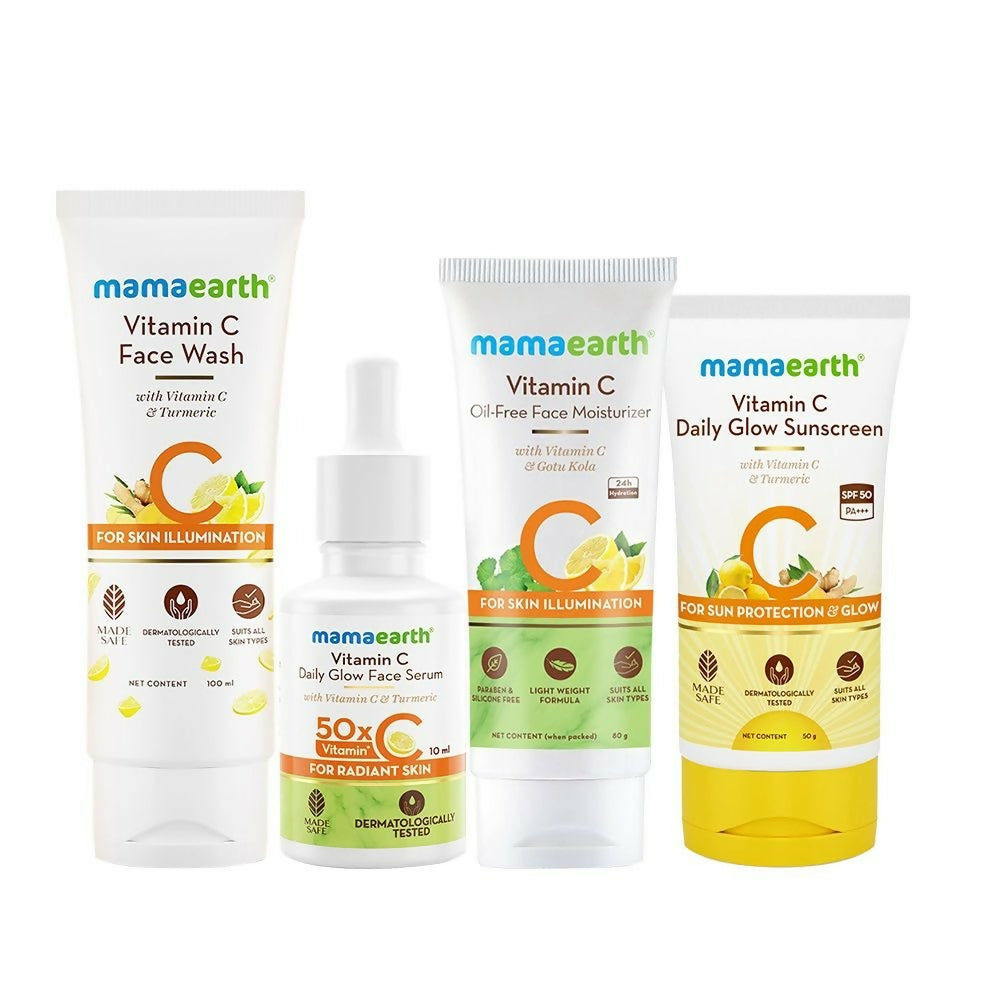 Mamaearth CSMS (Cleanser, Serum, Moisturizer, Sunscreen) Vitamin C Daily Glow Combo - Safuron
