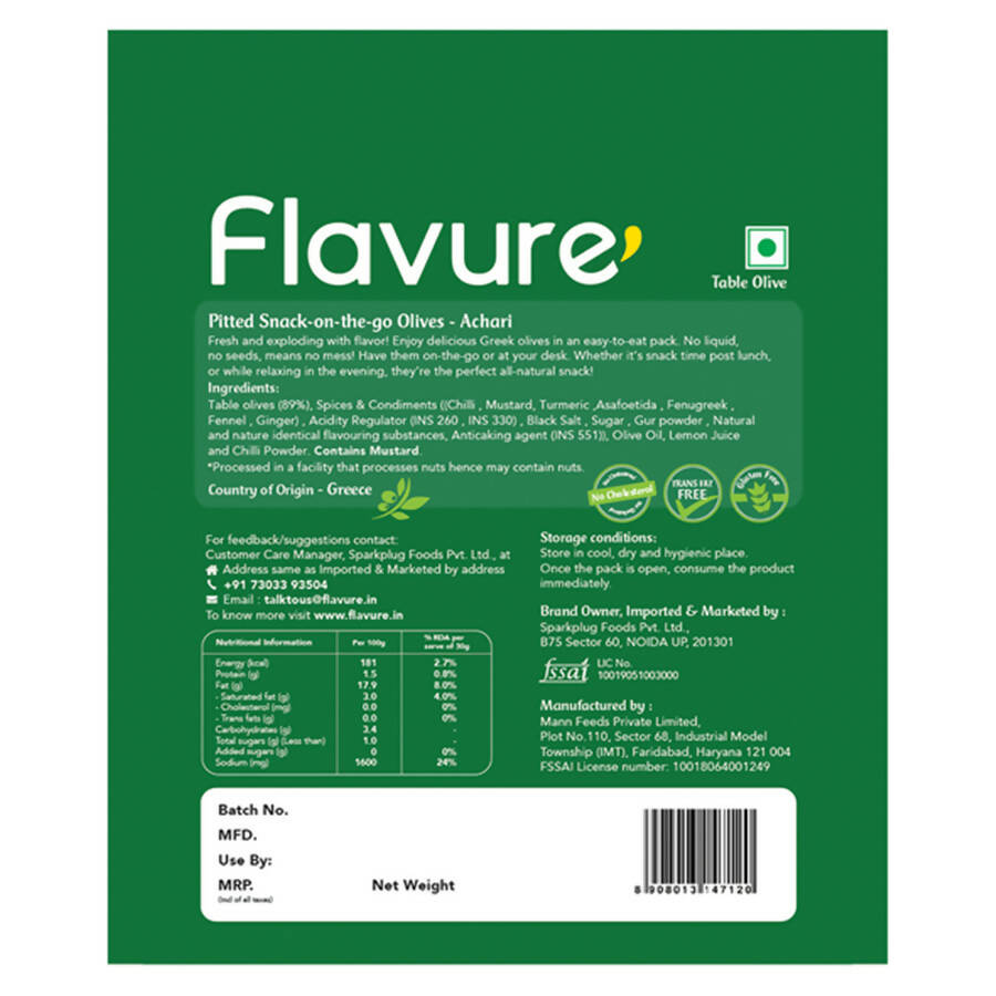 Flavure Snack-On-The-Go Olives Achari Flavure
