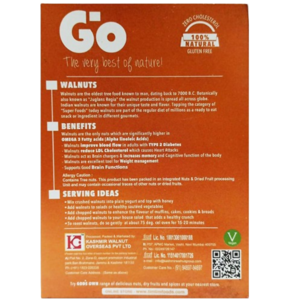 Go Organic Walnuts Kernels Extra Light/Quarters Go