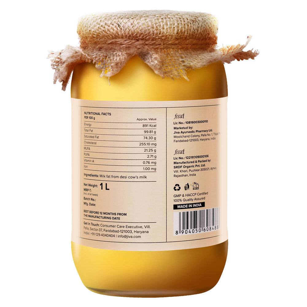 Jiva Ayurveda A2 Gir Desi Cow Ghee | Desi Gir Cow Ghee | Pure and Natural Ghee From A2 Cow Milk Jiva Ayurveda