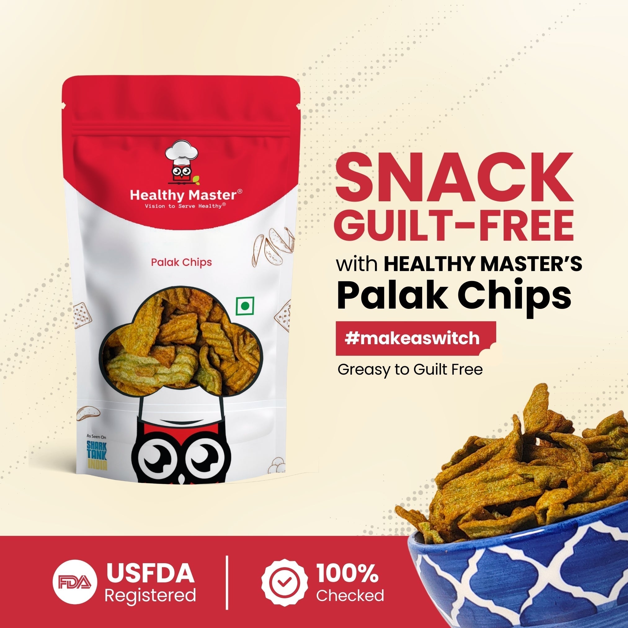 Healthy Master Light & Crispy Palak Chips | Spinach Chips Healthy Master