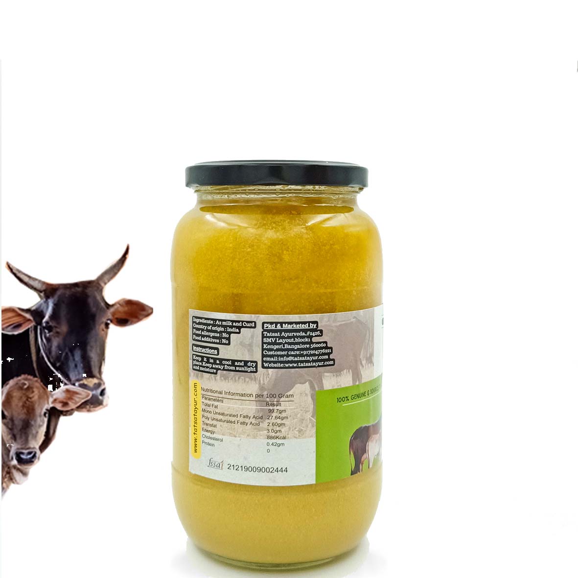 Gorochana 100% Source Traceable Desi Malnad Gidda A2 Full Moon Day Bilona Cow Ghee | Pure Ghee | Organic Ghee Gorochana