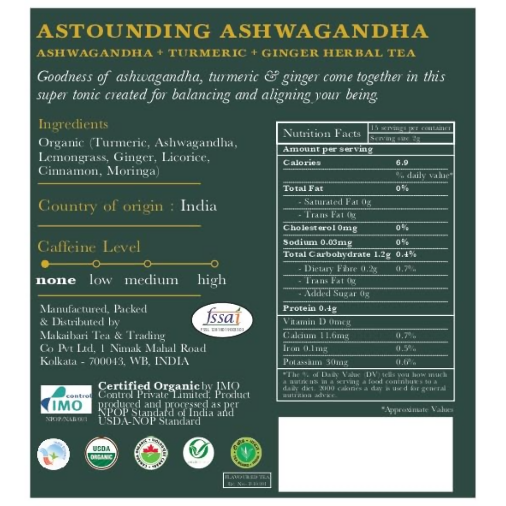 Luxmi Estates Astounding Ashwagandha – Certified Organic Herbal Infusion Luxmi Estates