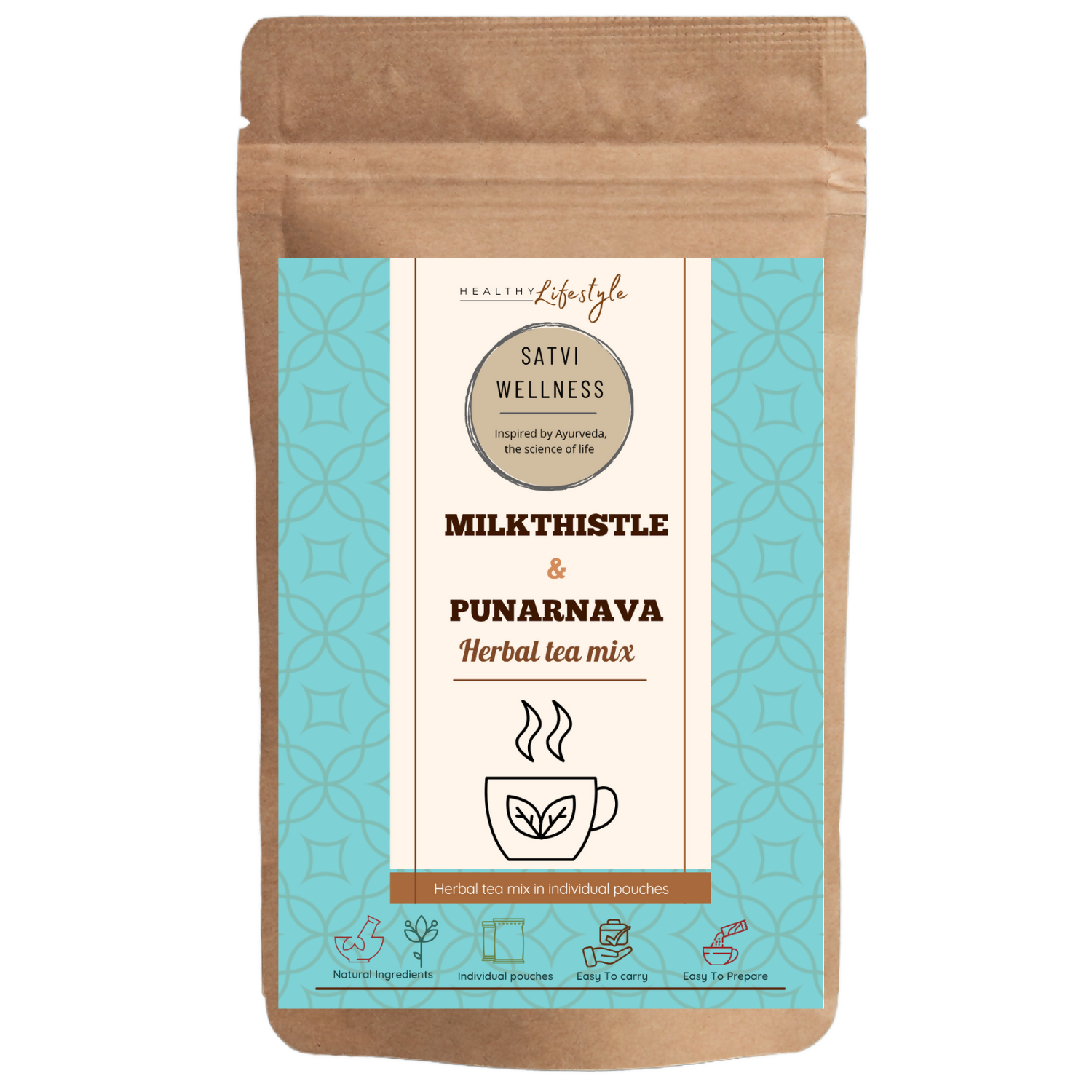 Satvi Wellness Milkthistle Punarnava Herbal Infusion Mix In Indvidual Packets | Herbal Tea Sachet - Dista