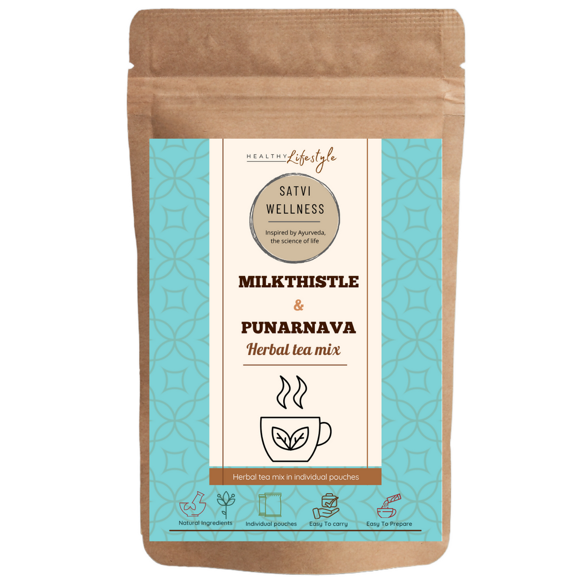 Satvi Wellness Milkthistle Punarnava Herbal Infusion Mix In Indvidual Packets | Herbal Tea Sachet - Dista