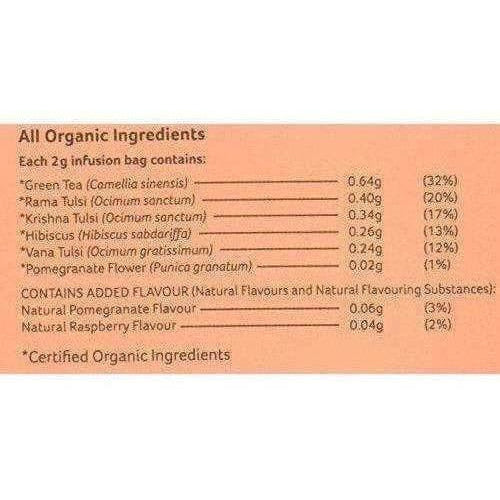 Organic India Tulsi Green Tea, Pomegranate, 25 Tea Bags Organic India
