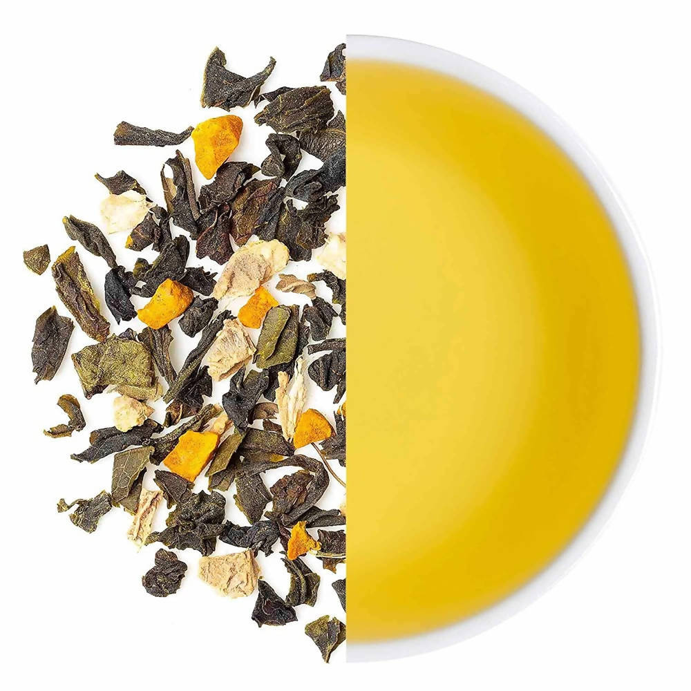 Teabox Organic Turmeric Ginger Tulsi Green Tea Loose Leaves Teabox
