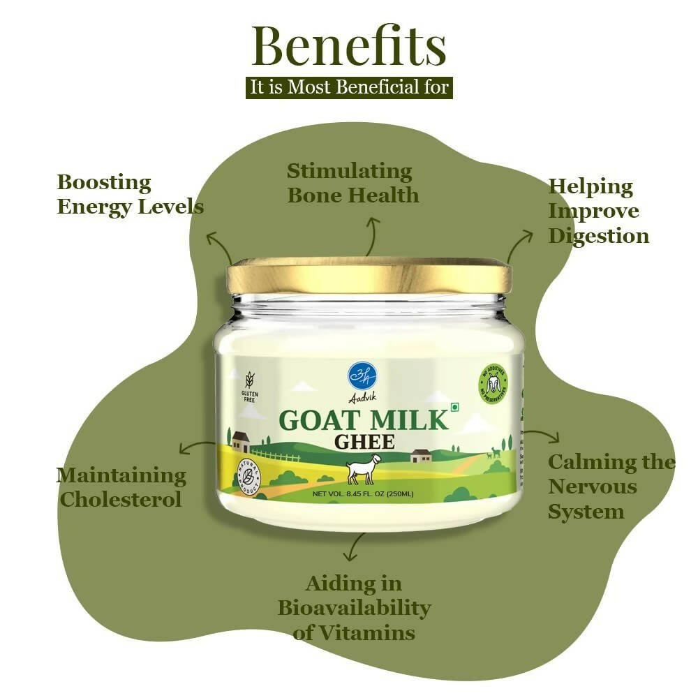 Aadvik A2 Goat Milk Ghee with Ayurvedic Benefits | 100% Pure & Natural Goat Milk Ghee | From Grass Fed Goat A2 Milk Aadvik