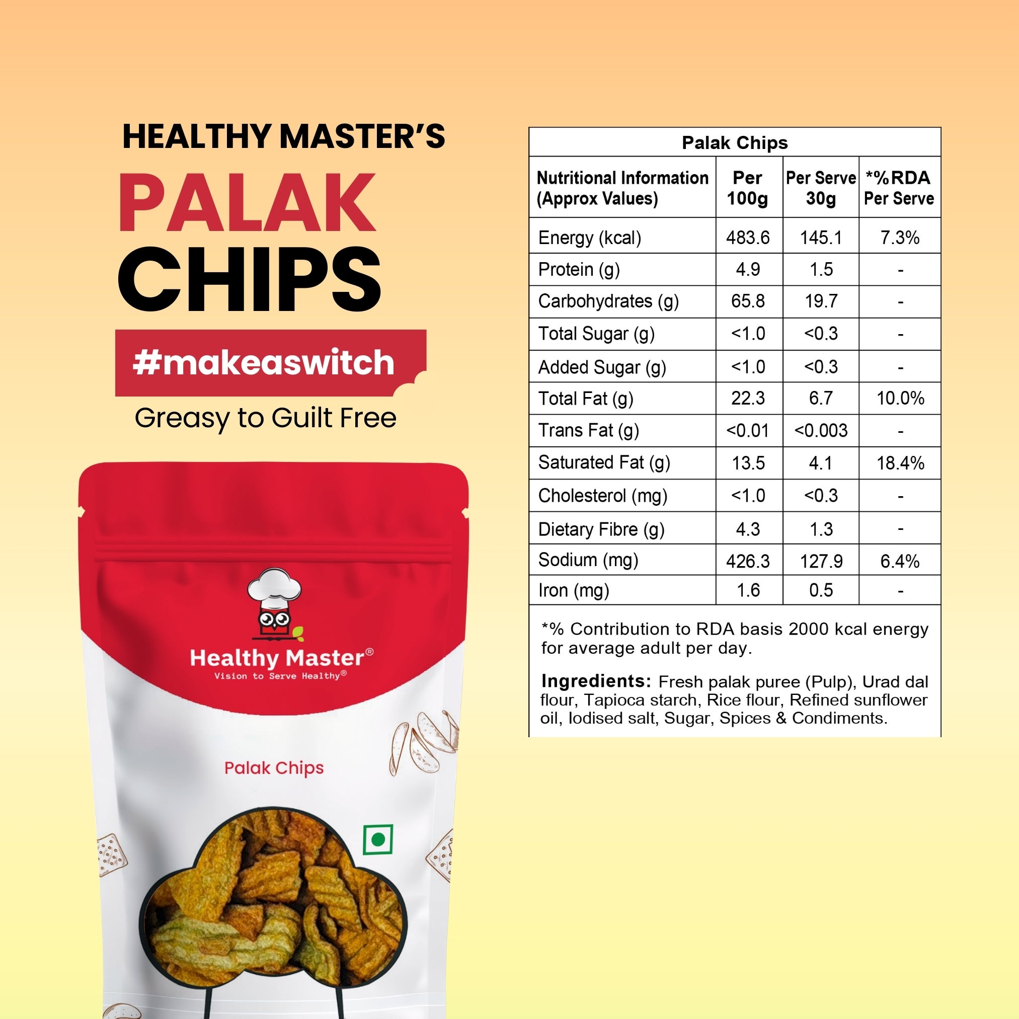 Healthy Master Light & Crispy Palak Chips | Spinach Chips Healthy Master