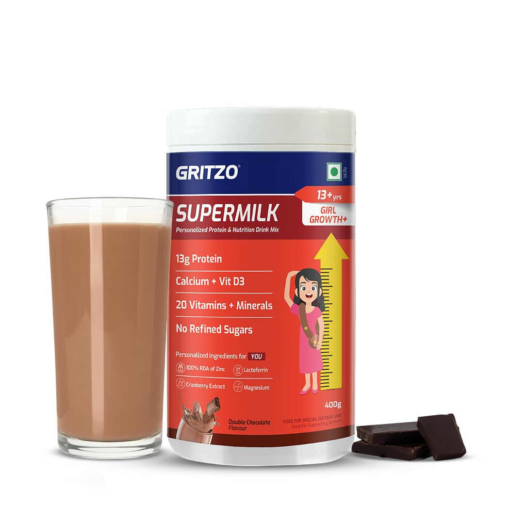 Gritzo Supermilk Height+ Health Drink For 13+Y Girls - Double Chocolate - Safuron