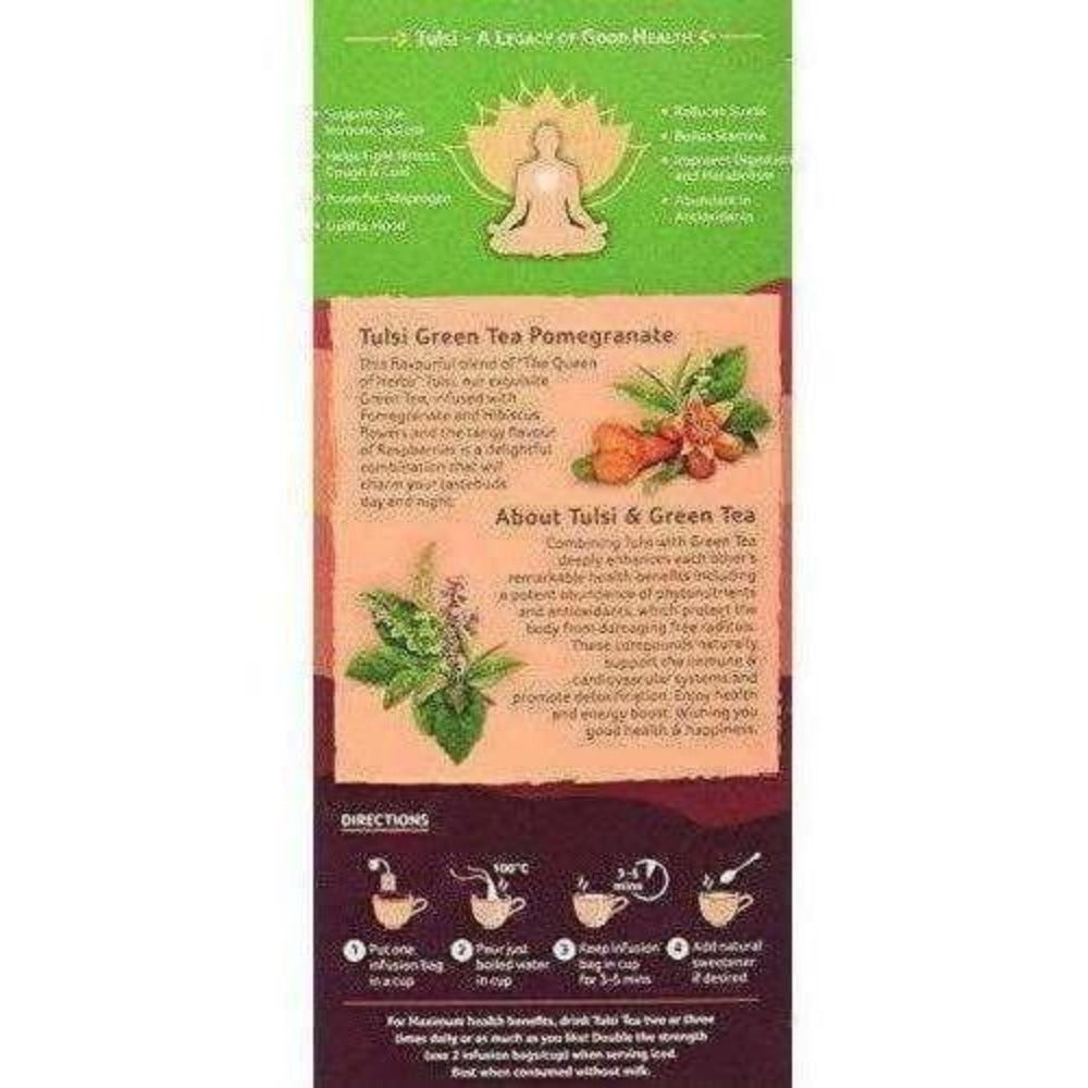 Organic India Tulsi Green Tea, Pomegranate, 25 Tea Bags Organic India
