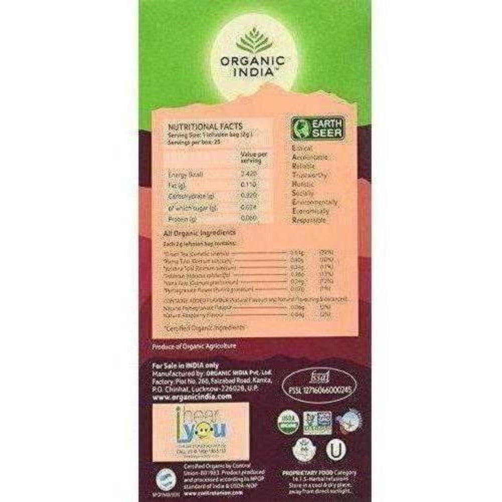 Organic India Tulsi Green Tea, Pomegranate, 25 Tea Bags Organic India
