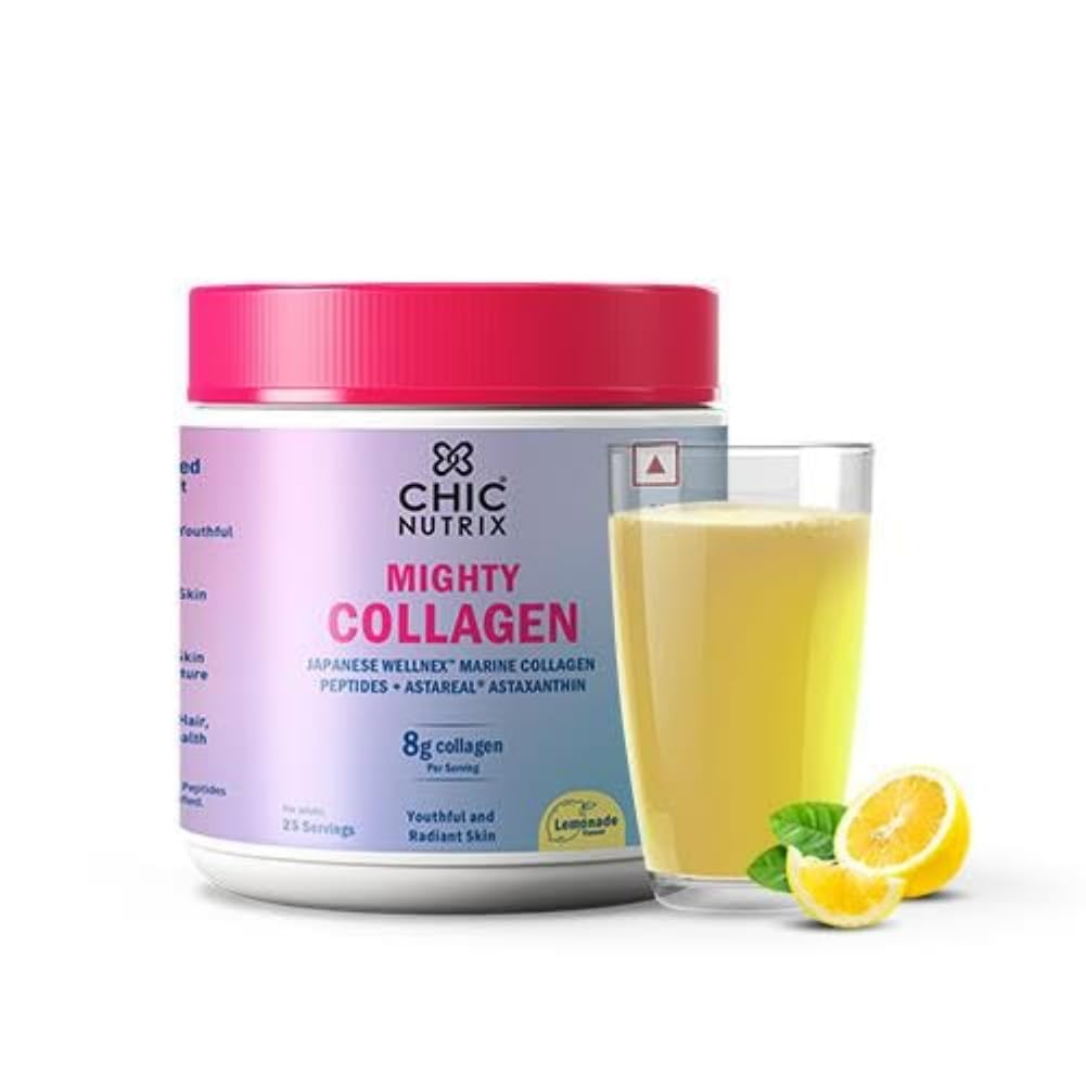 Chicnutrix Mighty Collagen Japanese Collagen Powder For Skin, Hair, Nails & Joints - Lemonade Flavor - Safuron