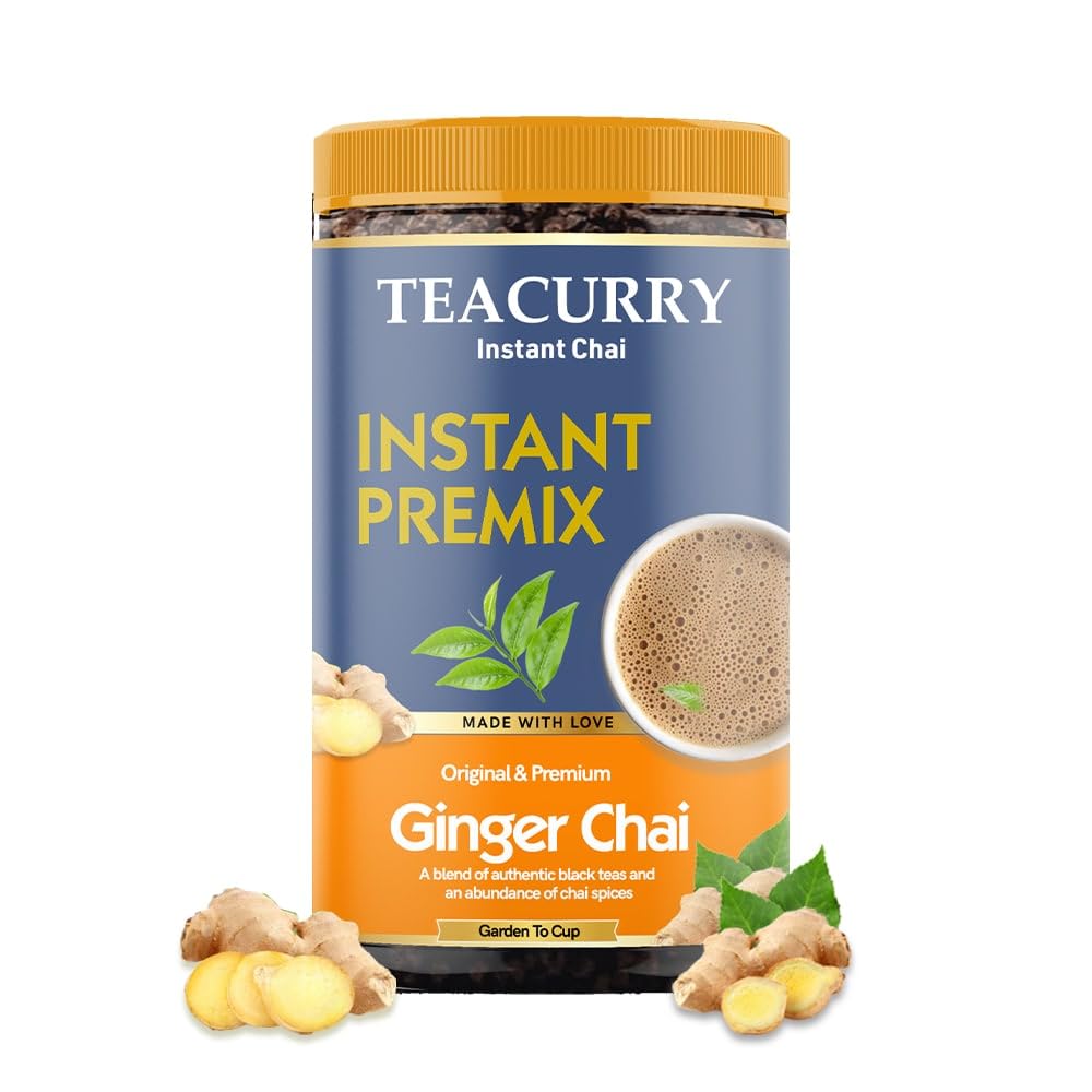 Teacurry Ginger Instant Tea Premix - Premium Ginger Premix Tea with Real Ginger - Safuron