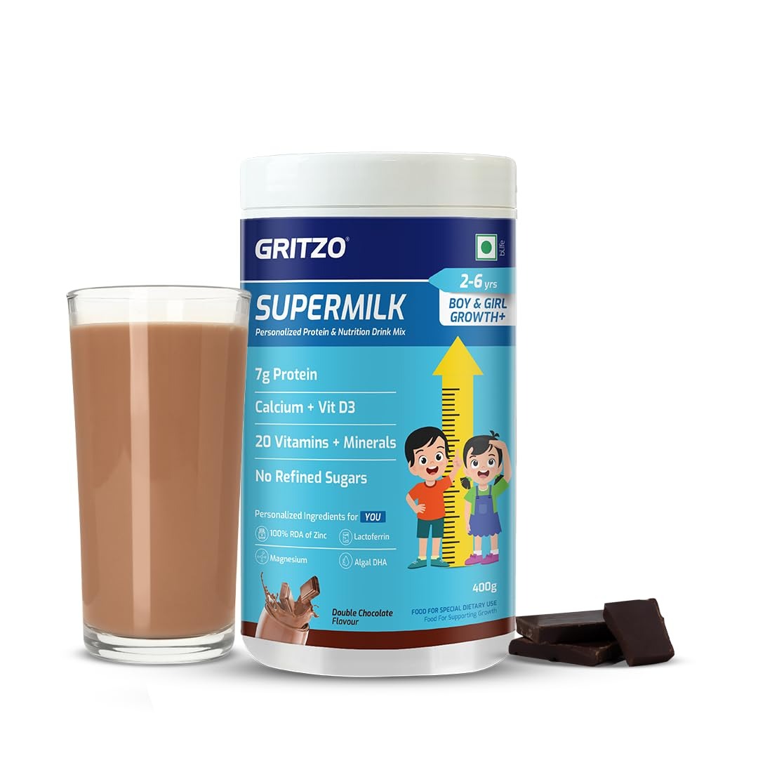 Gritzo Supermilk Height+ For 2-6Y Boys/Girls - Double Chocolate Flavor Gritzo