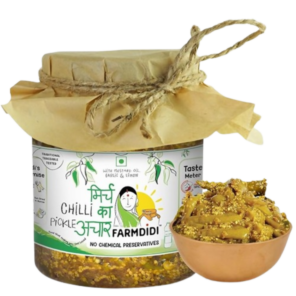 FarmDidi Spicy Green Chilli Pickle - Spicy - Safuron