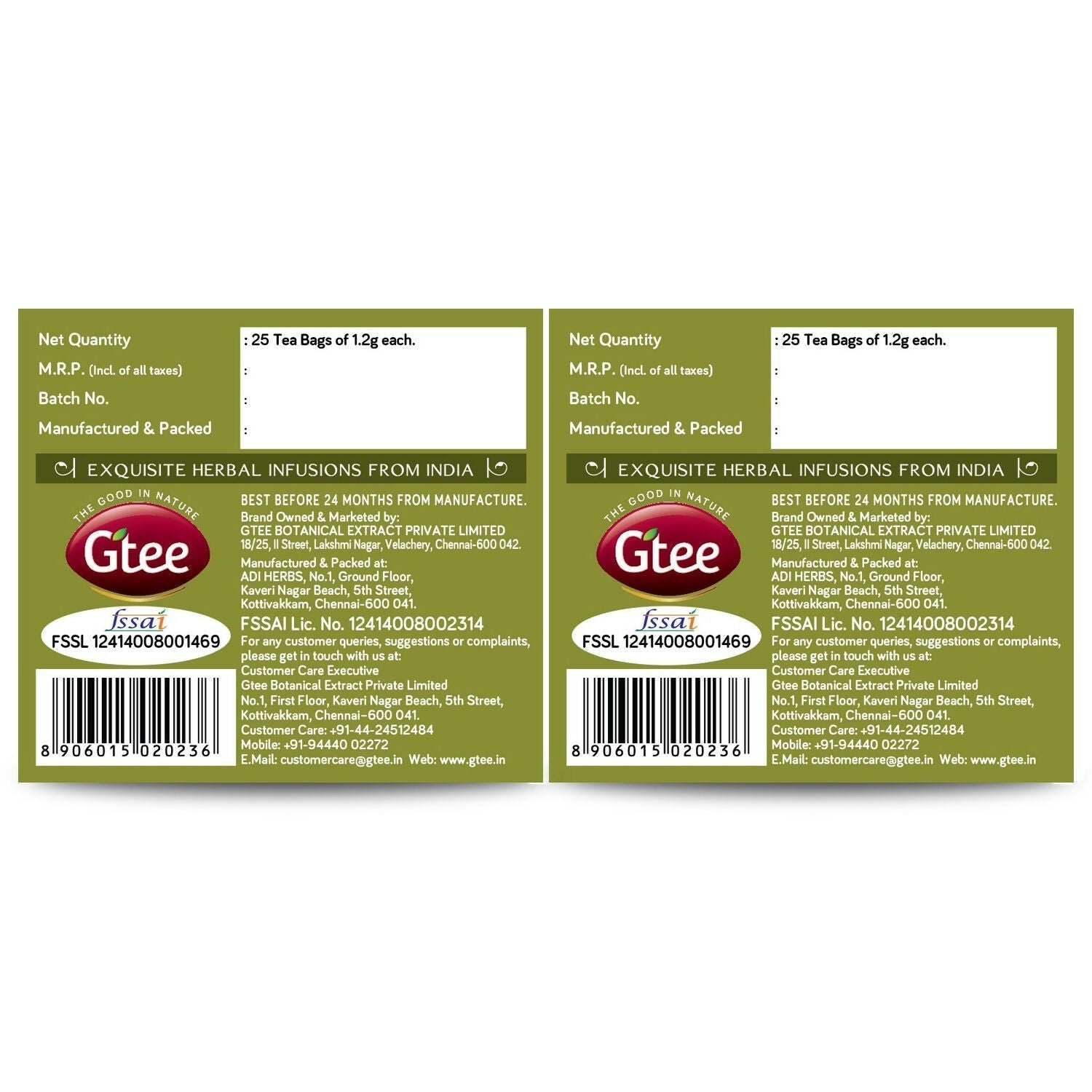 Gtee Tulsi Tea Bags Gtee