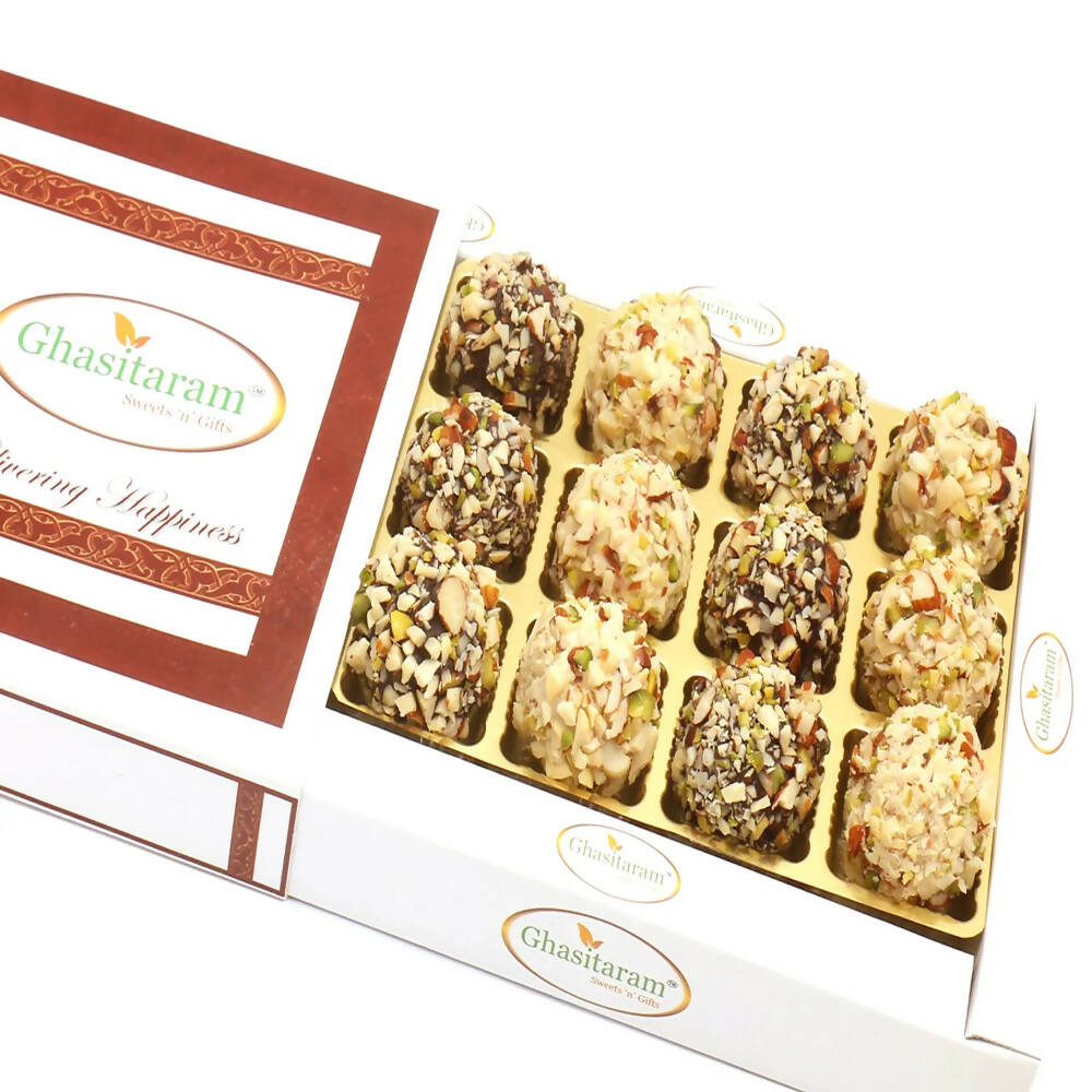 Ghasitaram Chocolate Dryfruit Laddoos In White Box Ghasitaram