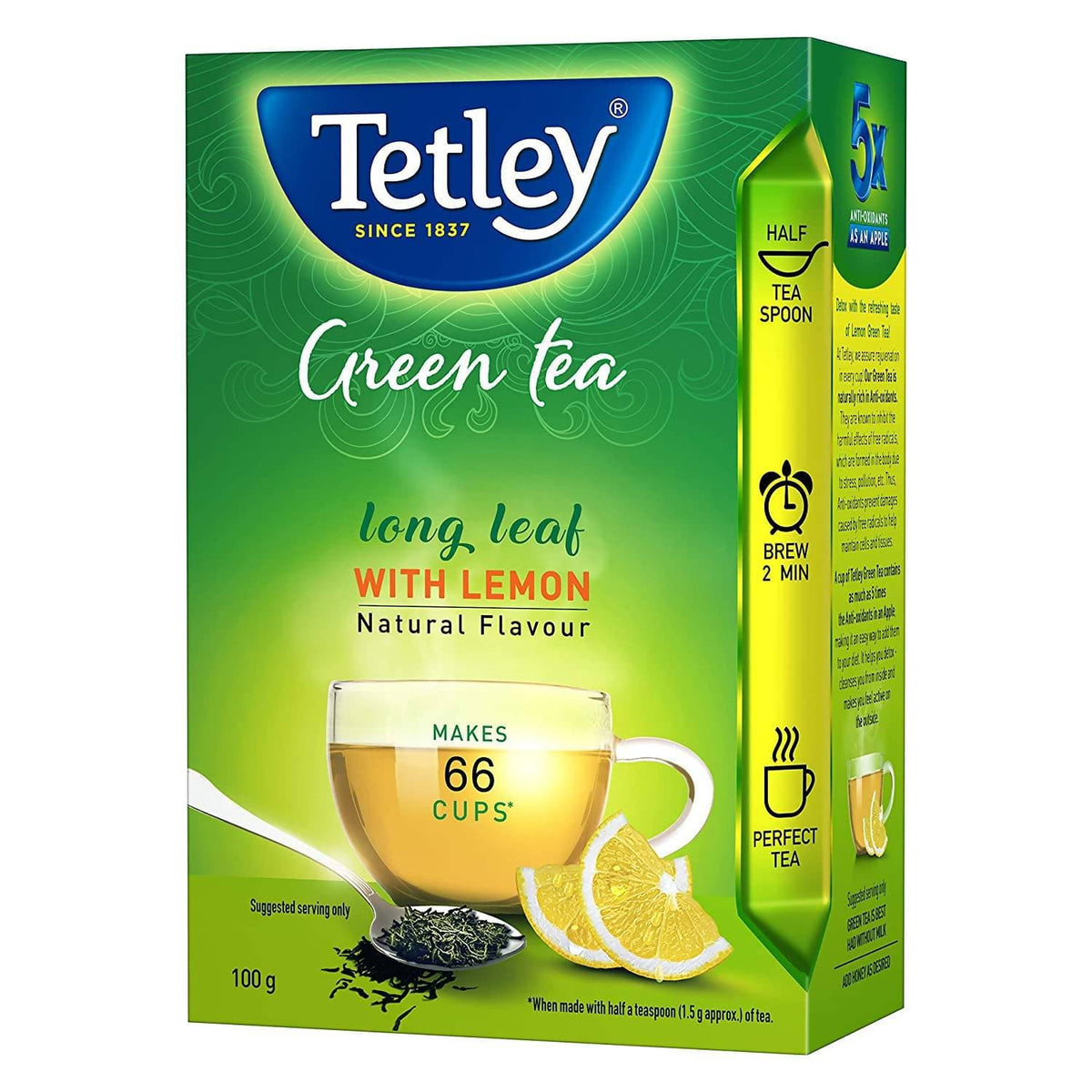 Tetley Long Leaf Green Tea With Lemon Tetley
