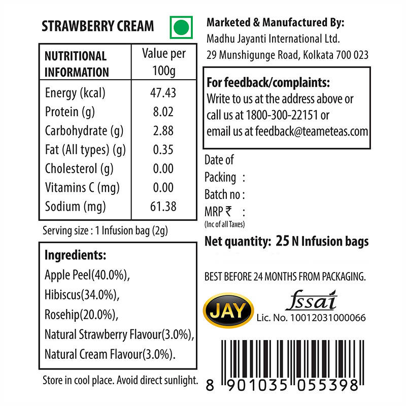 Teame Strawberry Cream Celebrate Tea Bags Teame Teas