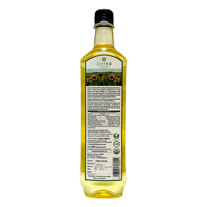 Jivika Naturals Cold Pressed Organic Sunflower Oil Jivika Naturals