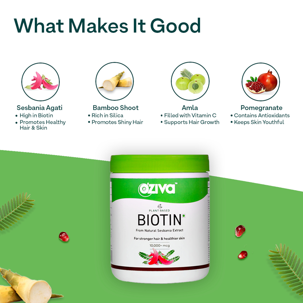 OZiva Plant Based Biotin (10,000+ mcg) OZiva