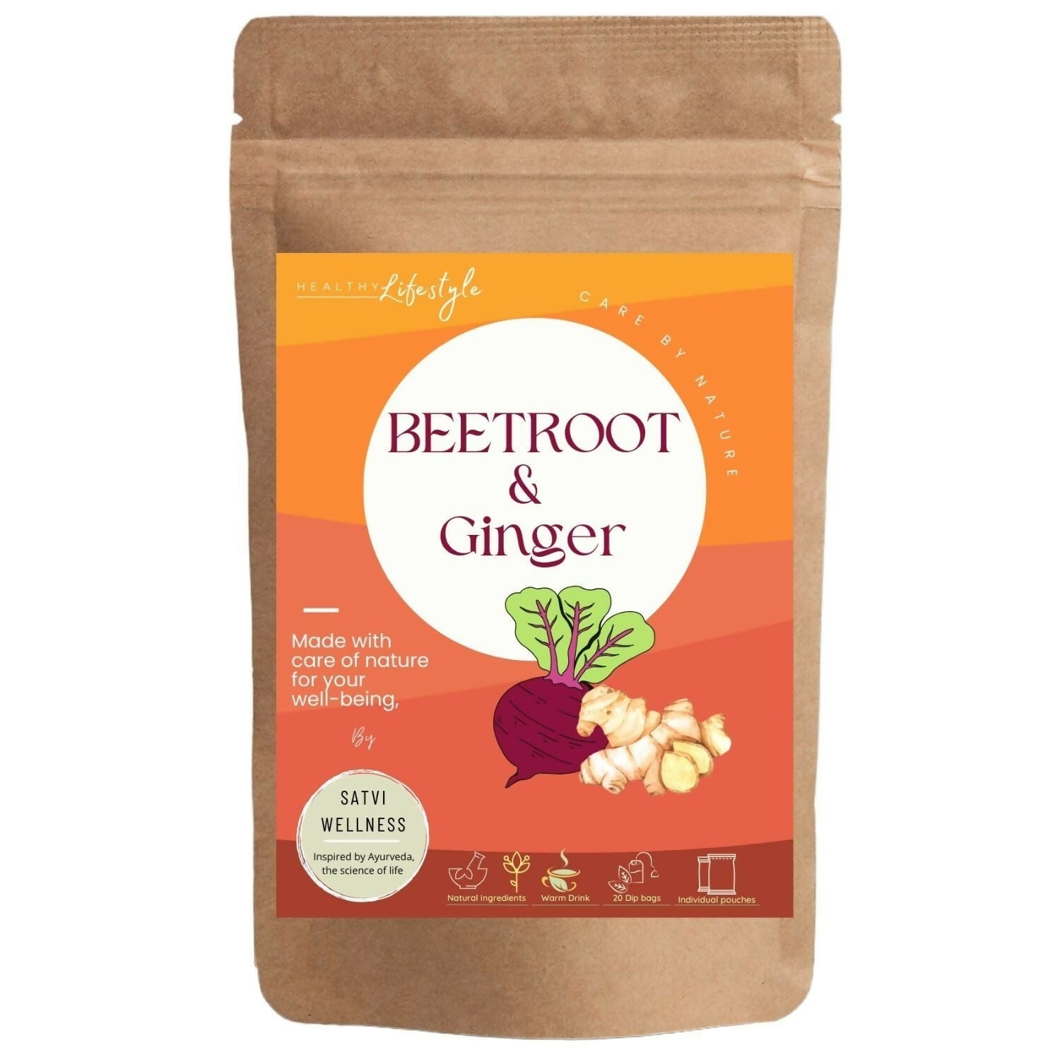 Satvi Wellness Beetroot Ginger Tea Bags | Herbal Tea Satvi Wellness