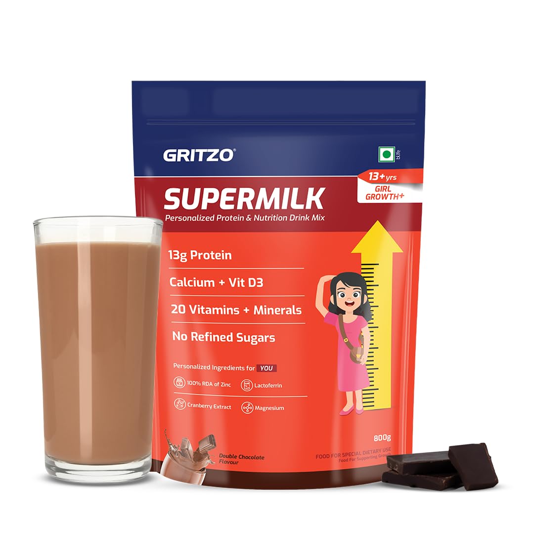 Gritzo Supermilk Height+ Health Drink For 13+Y Girls - Double Chocolate - Safuron