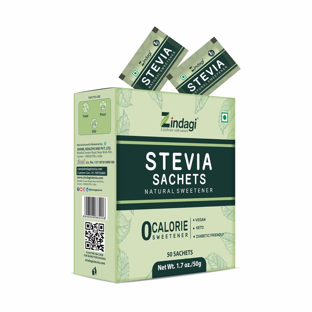 Zindagi Stevia Nature's Sweetener Sachets - Safuron