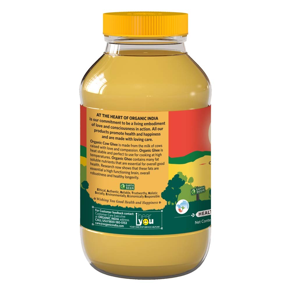 Organic India Organic Cow Ghee 500 ml Bottle | 100% Gir Cow Ghee | Vedic Bilona Method | Grassfed, Cultured, Premium & Traditional Ghee | Immunity Booster Organic India