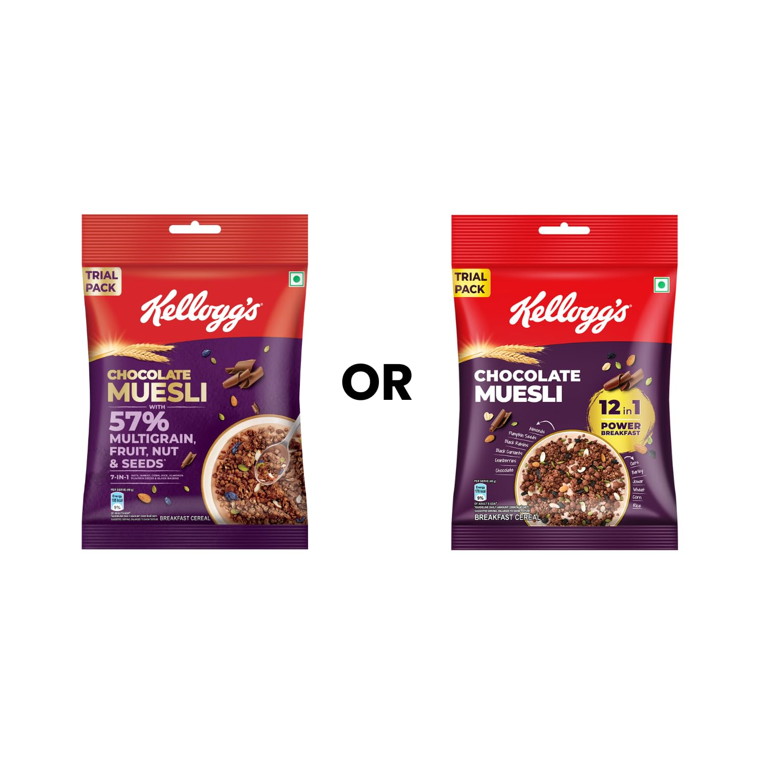 New Kellogg's Chocolate Muesli 57% Multigrain, Fruit, Nut & Seeds Kellogg's