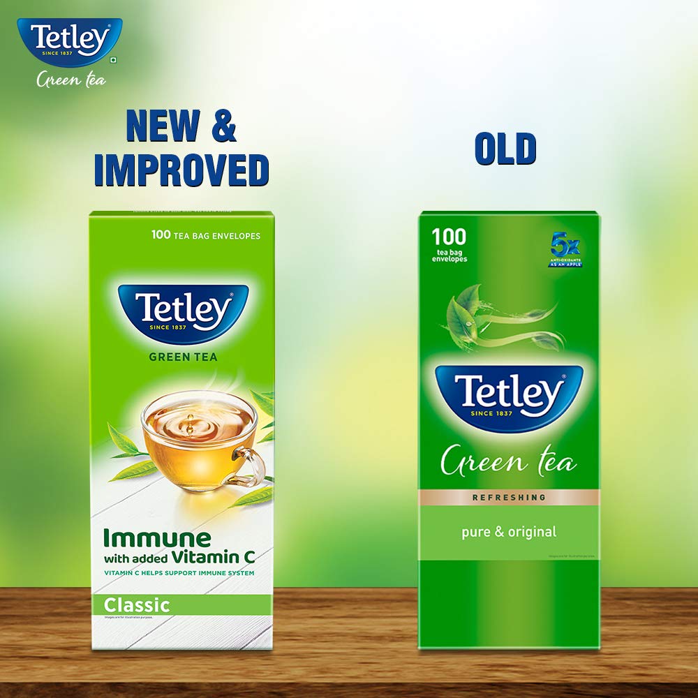 Tetley Green Tea Regular (100 Tea Bags) Tetley