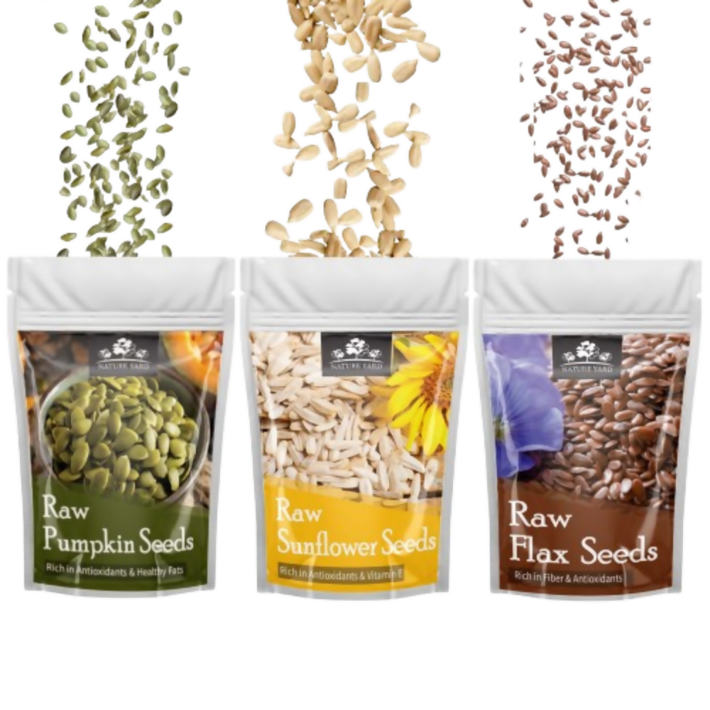 Nature Yard Organic & Healthy Jumbo Pumpkin/Jumbo Sunflower/Flax Seeds - Safuron