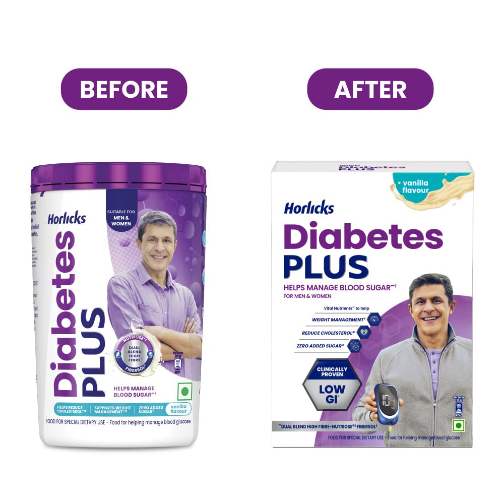 Horlicks Diabetes Plus - Sugar Free Protein Powder, Diabetic Nutrition Drink Horlicks