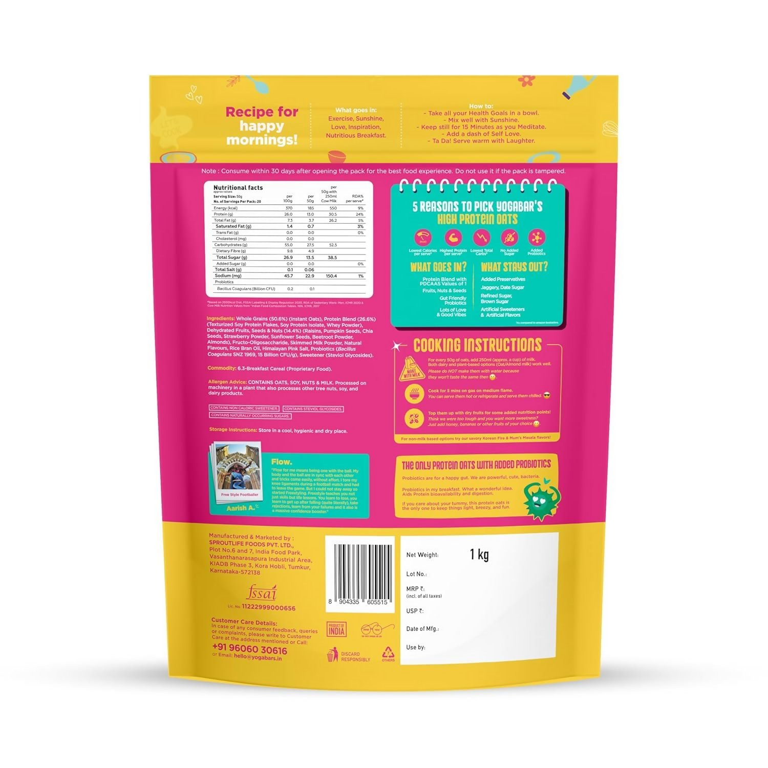 Yoga Bar 26g High Protein Oats Combo - Dark Chocolate, Fruits Nuts and Seeds Yoga Bar
