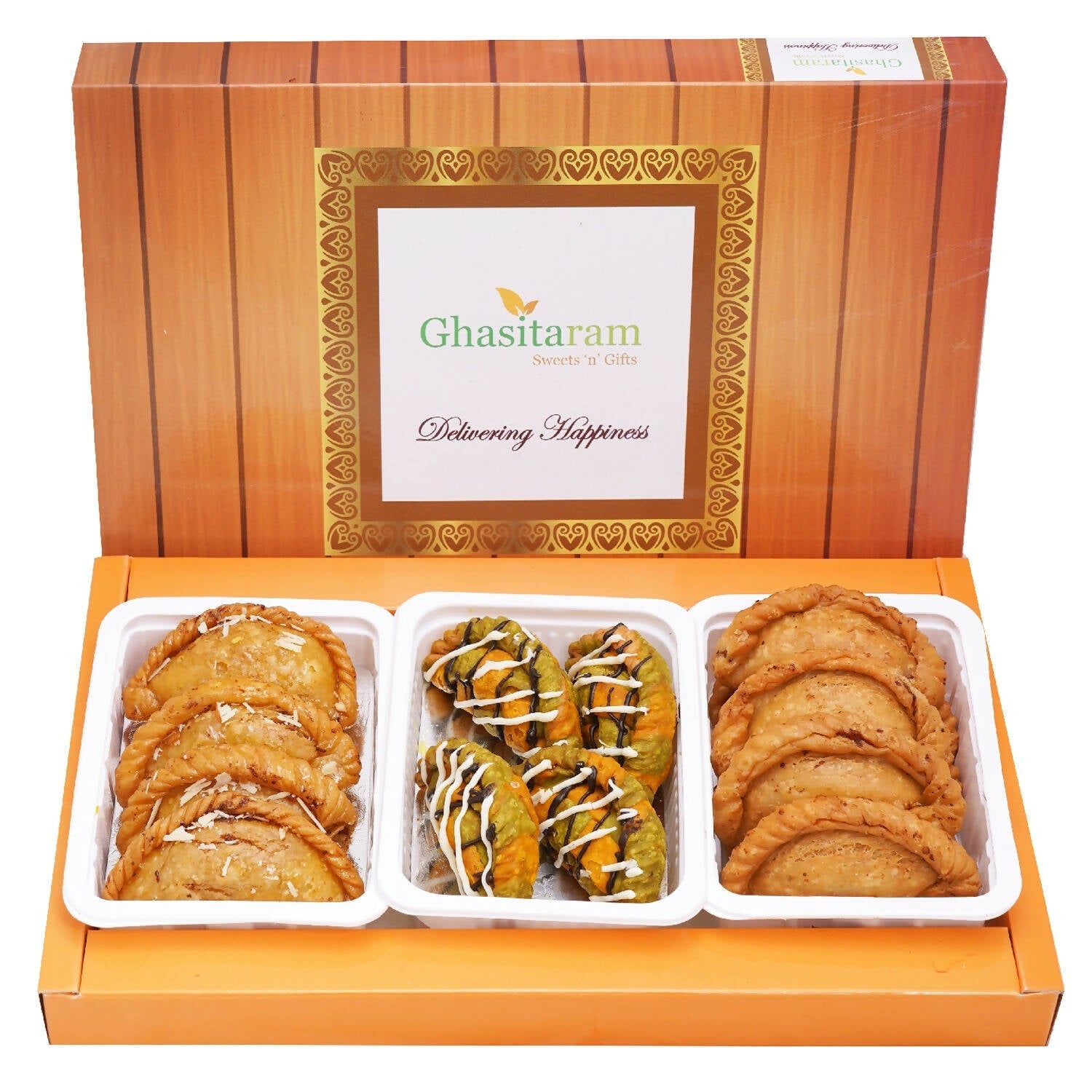 Ghasitaram Assorted Box of Traditional, Dry Sweet and Designer Gujiyas - Safuron