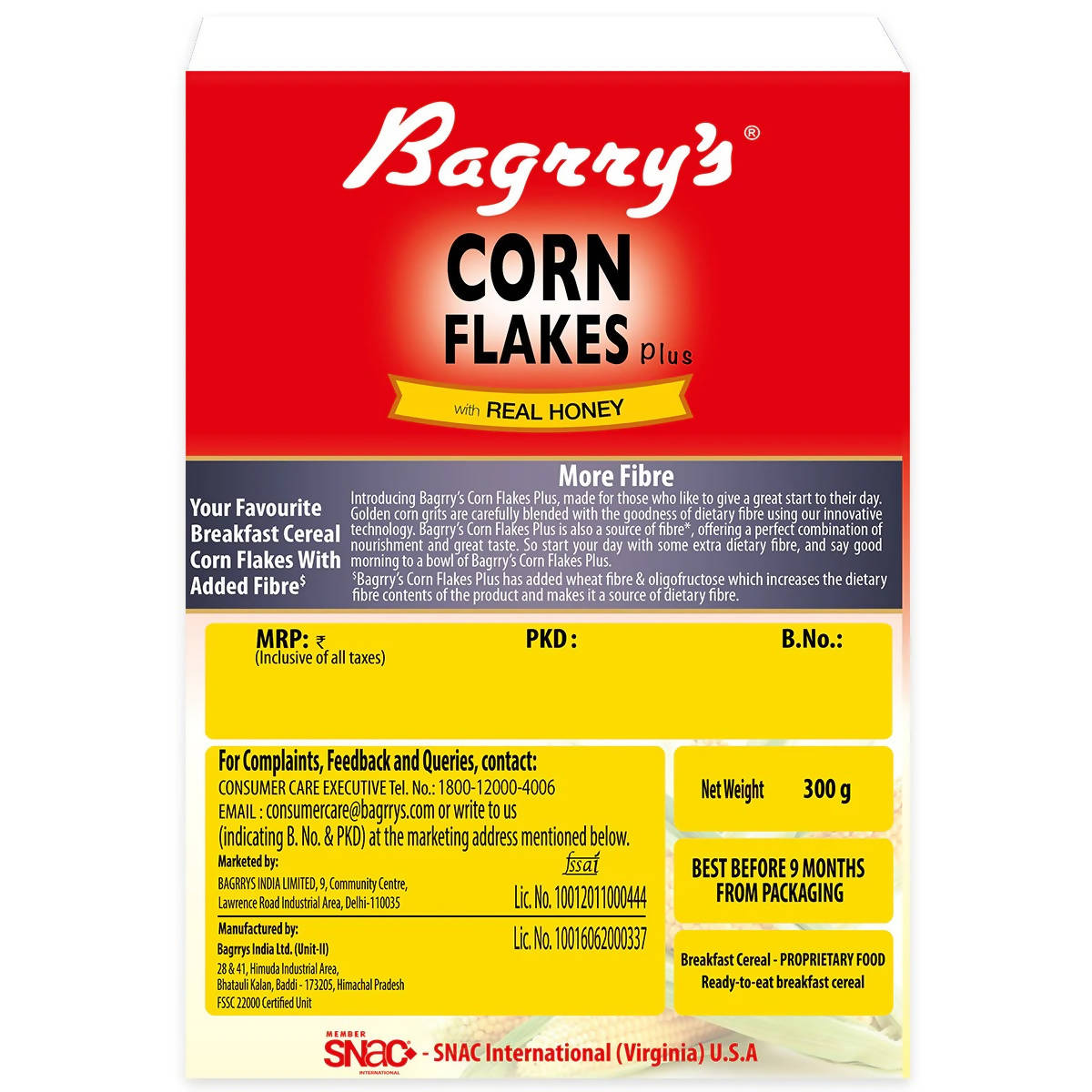 Bagrry's Corn Flakes Plus with Real Honey Bagrry's
