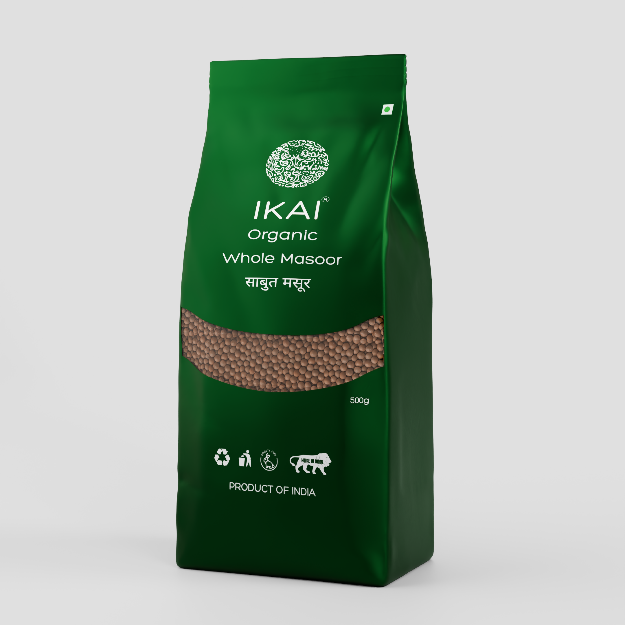IKAI Organic Whole Masoor (Unpolished Red Lentil) IKAI