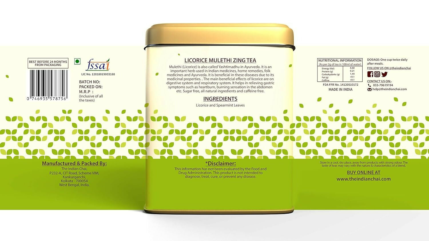 The Indian Chai - Licorice Mulethi Zing Ayurvedic Tea The Indian Chai