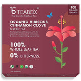 Teabox Organic Hibiscus Cinnamon Clove Green Tea Bags Teabox