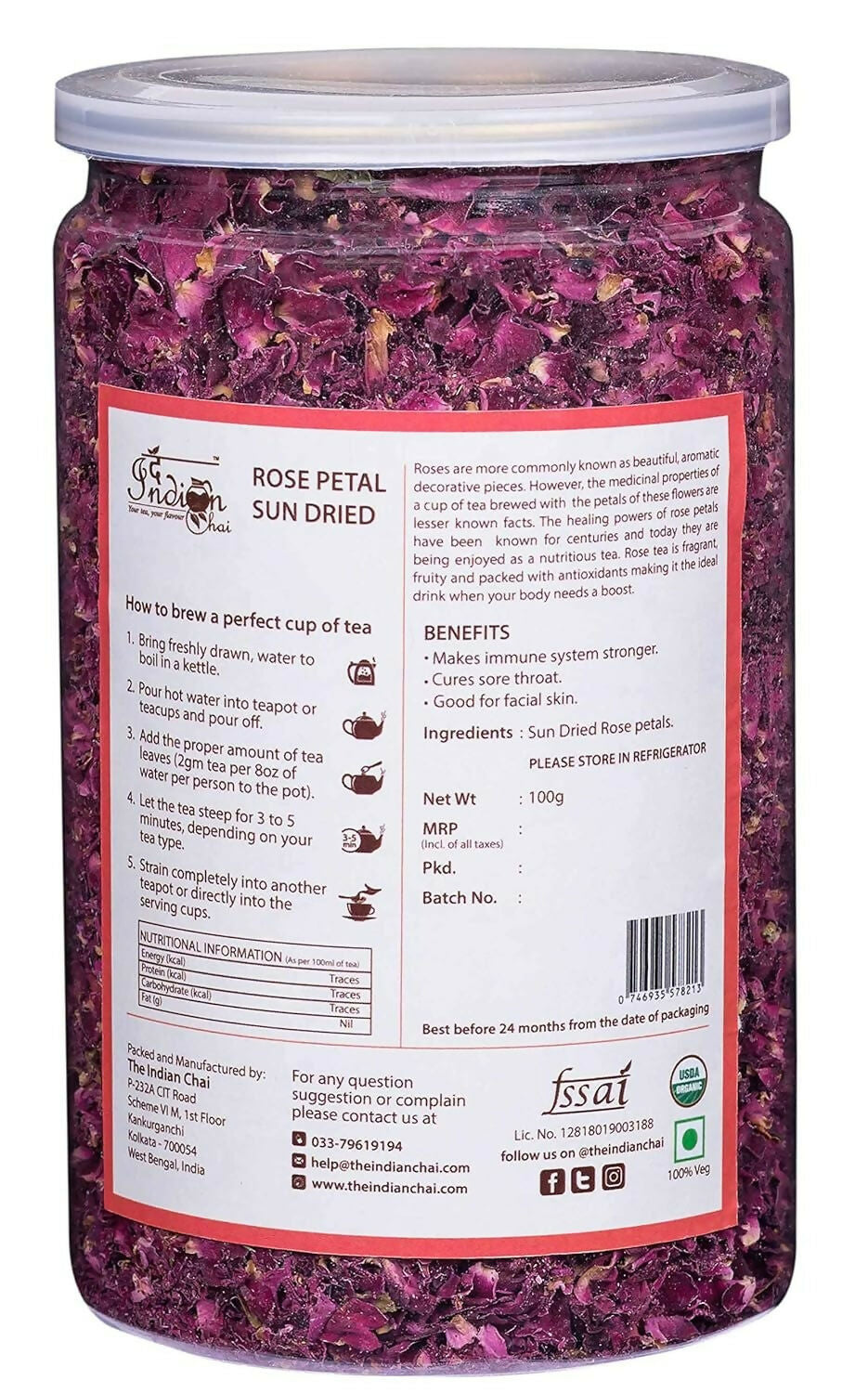 The Indian Chai - Rose Petals Sun Dried Tea The Indian Chai