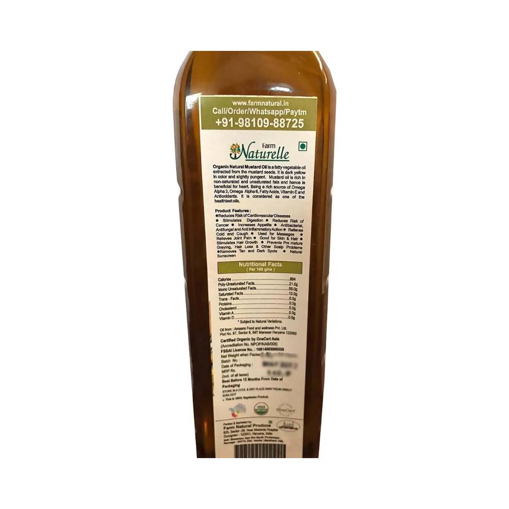 Farm Naturelle Organic Wood Pressed Black Mustard Oil Farm Naturelle