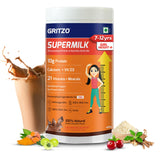 Gritzo SuperMilk Height+ Health Drink for 7-12y Girls - Double Chocolate Flavor - Safuron