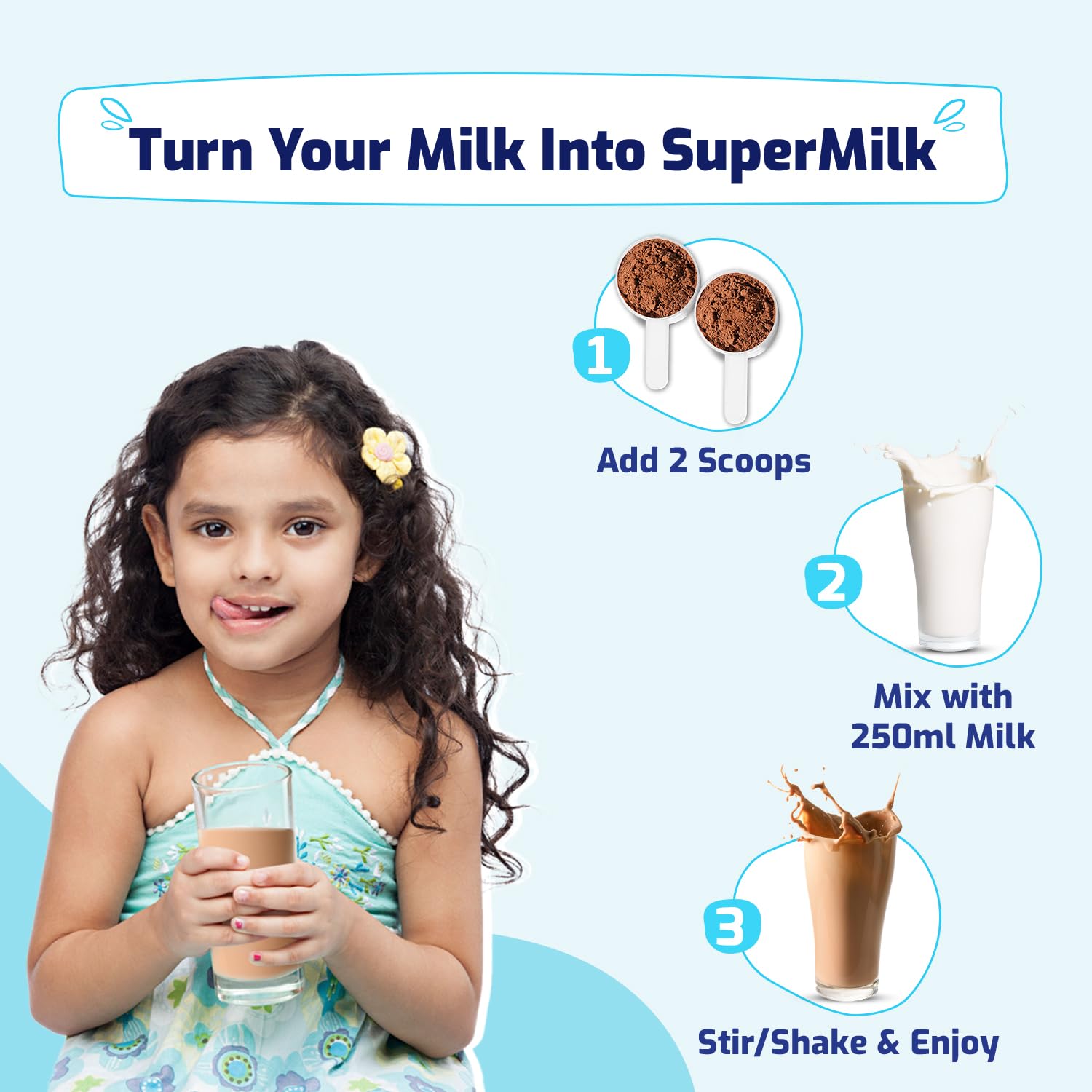 Gritzo Supermilk Height+ For 2-6Y Boys/Girls - Double Chocolate Flavor Gritzo