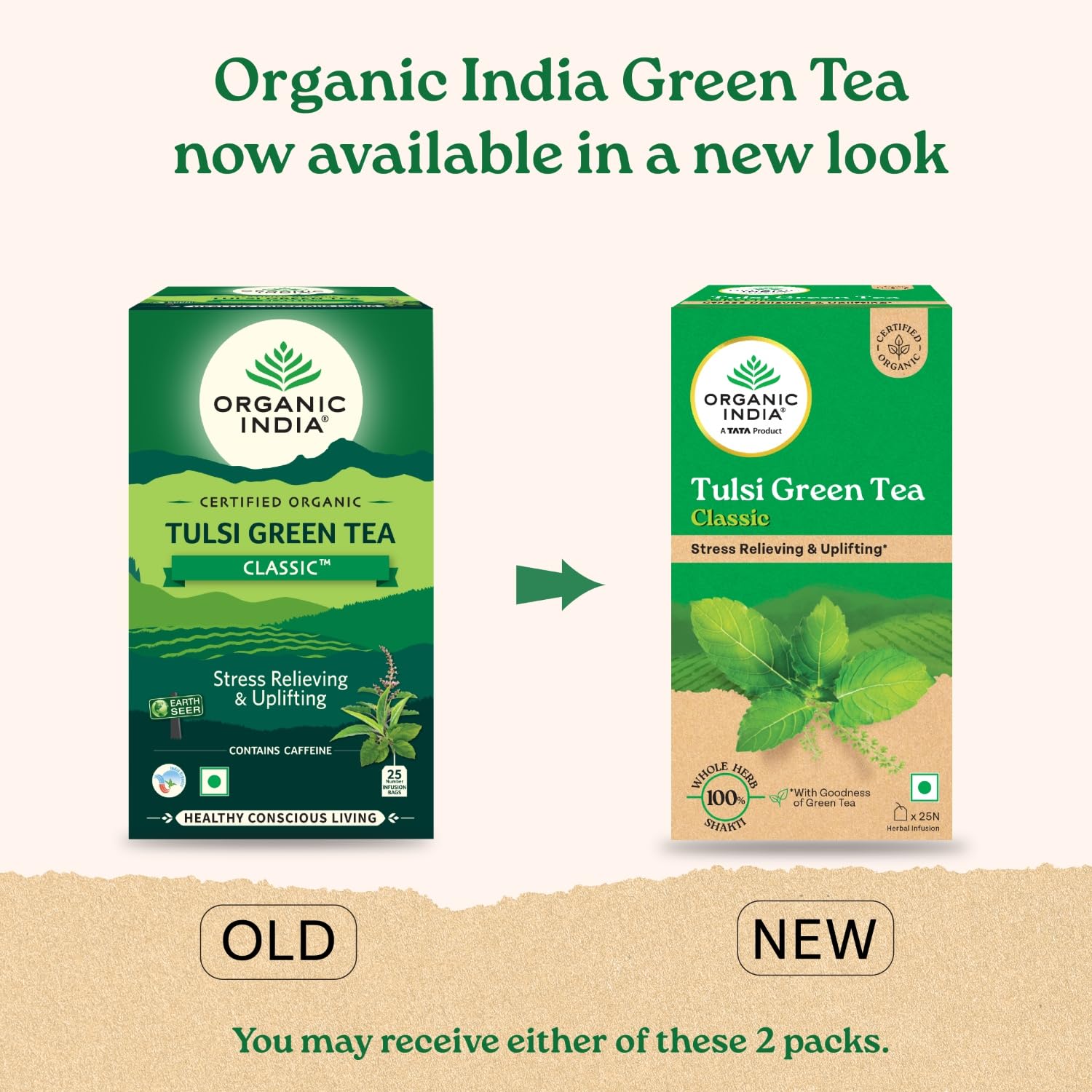 Organic India Tulsi Green Tea Classic 25 Tea bags Organic India