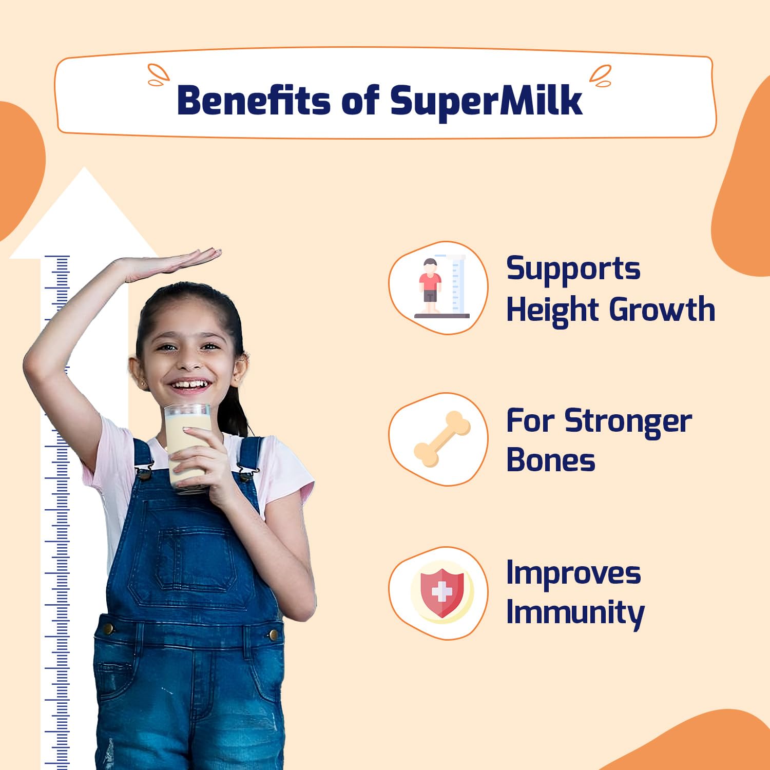 Gritzo SuperMilk Height+ (7-12y Girls), 10g Protein (Creamy Vanilla) Gritzo