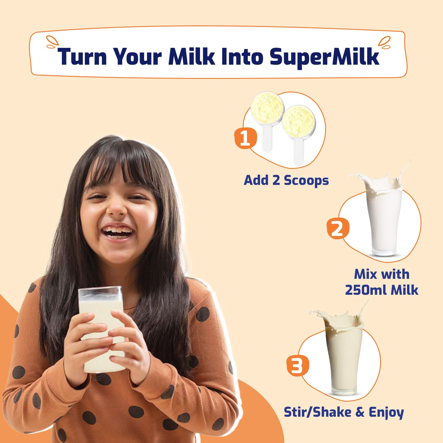 Gritzo SuperMilk Height+ (7-12y Girls), 10g Protein (Creamy Vanilla) Gritzo