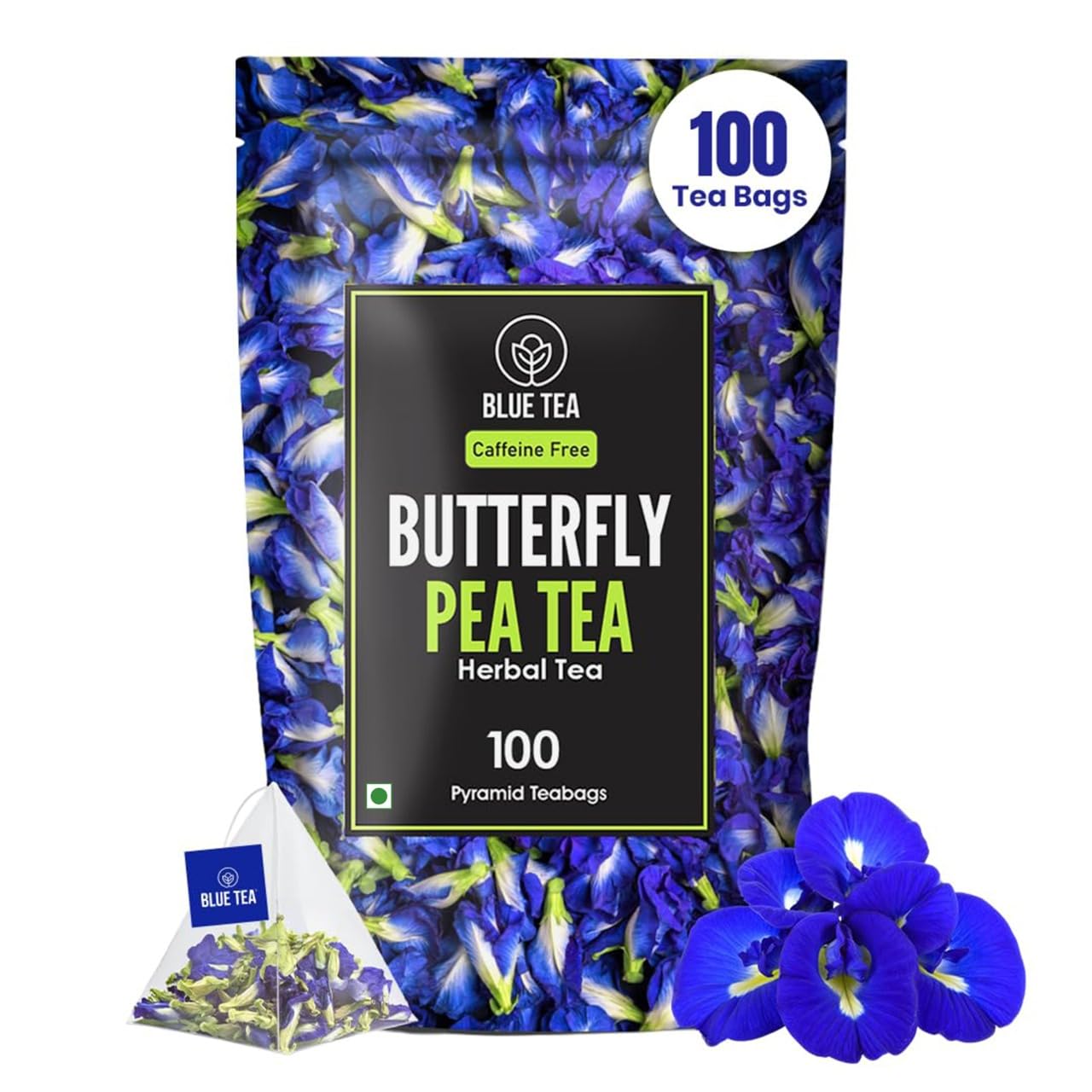 Blue Tea Butterfly Pea Herbal Tea Bags | Anti-Oxidant Rich Herbal Flower Based Caffeine Free - No Preservatives | Detox Tea Natural Premium Herbal Tea - Safuron