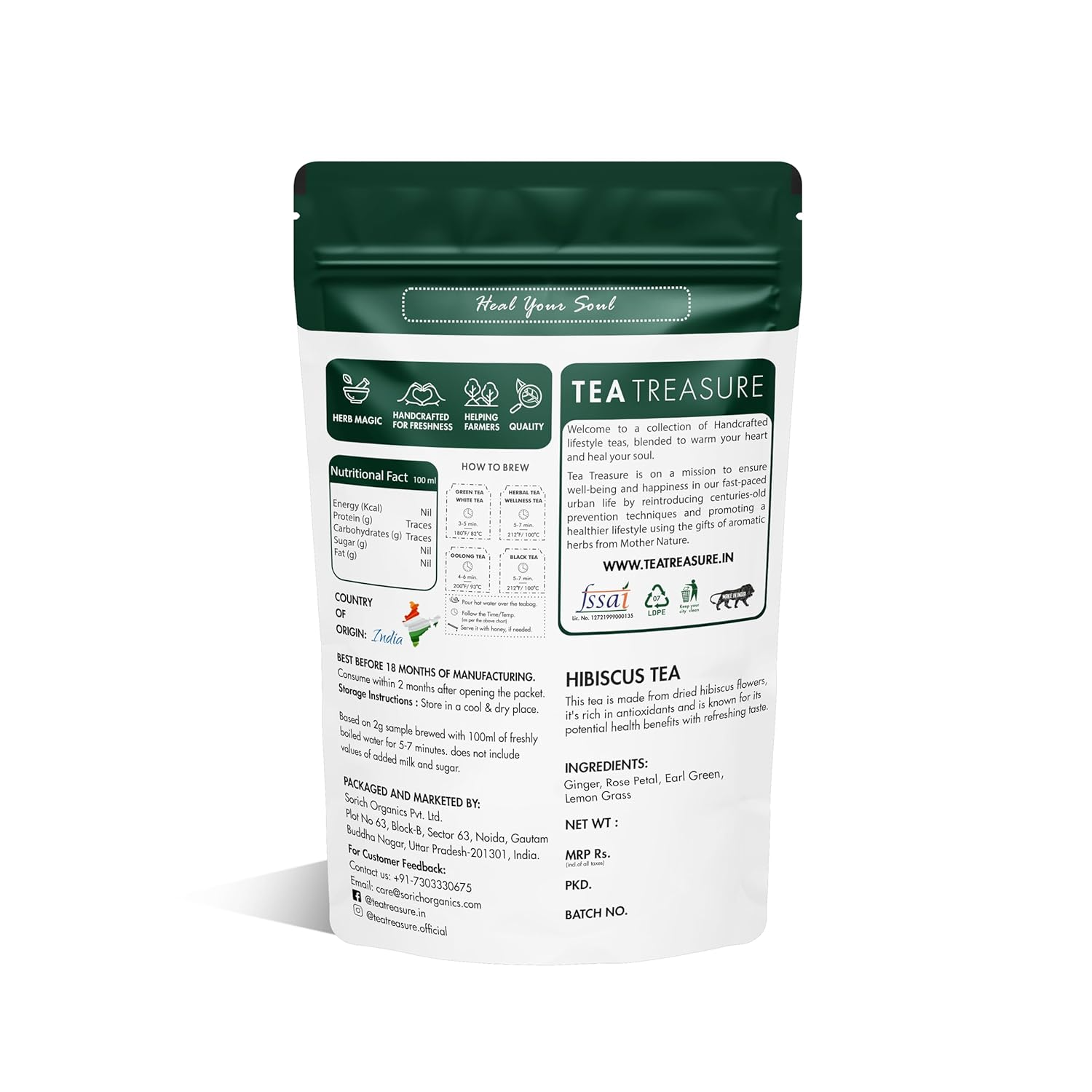Tea Treasure Hibiscus Green Tea Powder Tea Treasure